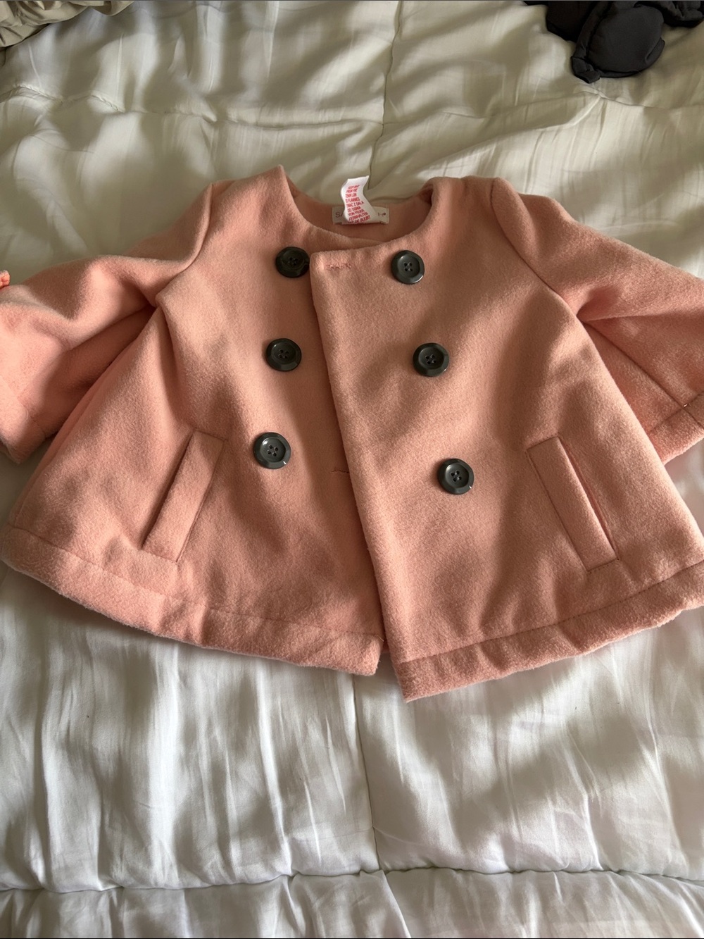 Savannah Double-Breasted Pink Peacoat Jacket - 24 months